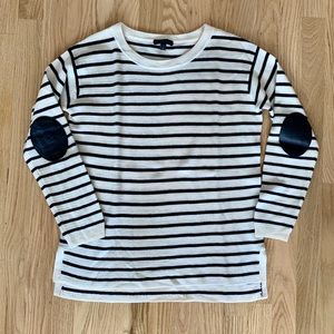 J.Crew Stripe Sweater With Elbow Patches, Small